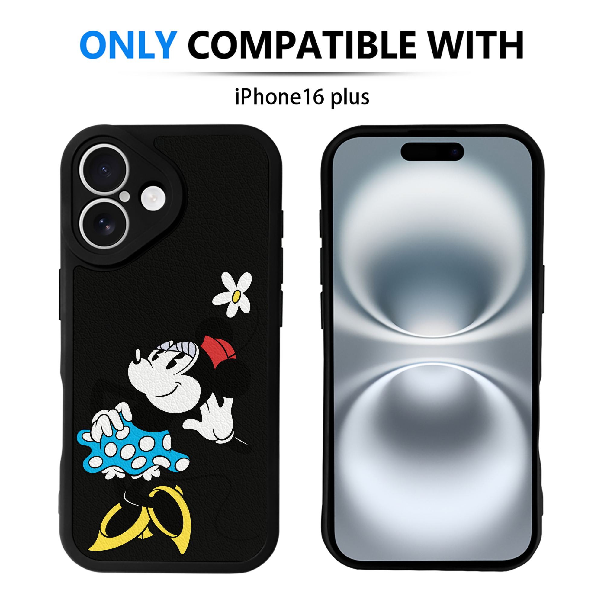 （画像用） ミッキーマウス Mickey Mouse 【iPhone 16シリーズ対応】シリコンスマホケース（レザー調） 材質：シリコン